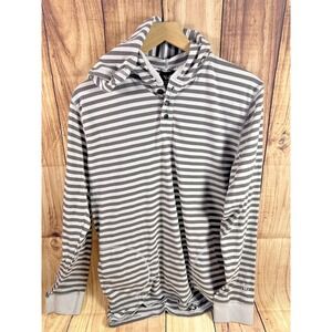 Shawn White Hoodie Shirt Men XL Gray Striped Shirt Pockets Long Sleeves XLARGE